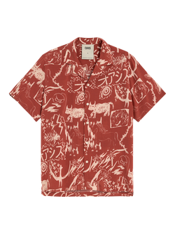 OAS Gensou Abstract Relaxed Fit Shirt, Red, Red