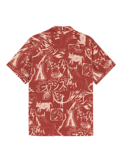 OAS Gensou Abstract Relaxed Fit Shirt, Red - view 2, Red