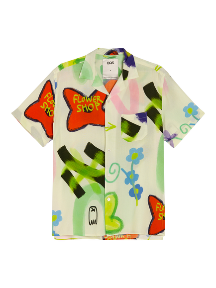 OAS Flower Relaxed Fit Shirt, Multi, Multi