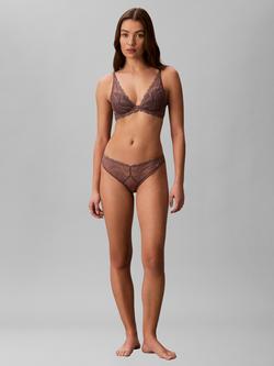 Calvin Klein Sensual Stretch Lace Plunge Bra, Botanical Brown, Botanical Brown