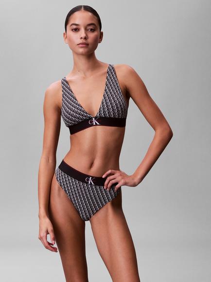 Calvin Klein Graphic Monogram Microfibre Stretch Triangle Bralette, Black/Multi, Black/Multi
