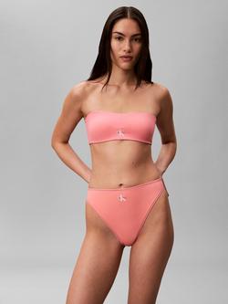 Calvin Klein CK Monogram High Leg Bikini Bottoms, Washed Scarlet - view 2, Washed Scarlet