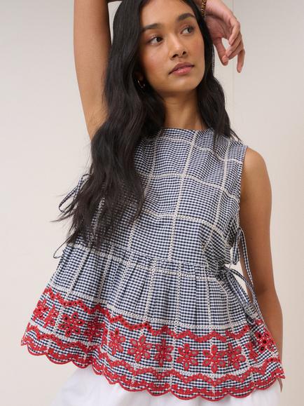 Nobody's Child Petite Louise Gingham Top, Multi - view 2, Multi