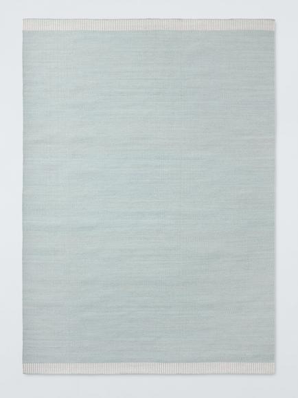 John Lewis Flatwoven Border Hand Woven Wool Rich Runner Rug, Blue
