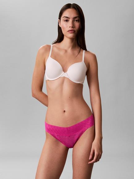 Calvin Klein Icon Logo Lace Low Rise Bikini Knickers, Stunning Orchid - view 2, Stunning Orchid