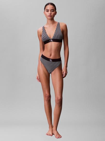 Calvin Klein Graphic Monogram Microfibre Stretch Thong, Black/Multi - view 2, Black/Multi