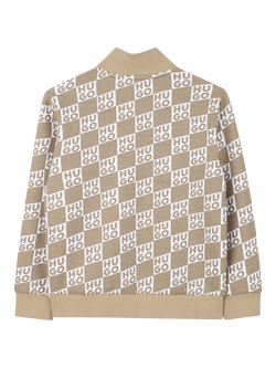 HUGO Kids' Monogram Logo Zip Through Cardigan, Stone - view 2, Stone