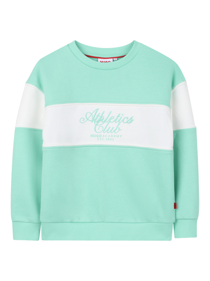 HUGO Kids' Athletics Club Crew Neck Sweatshirt, Green, Green