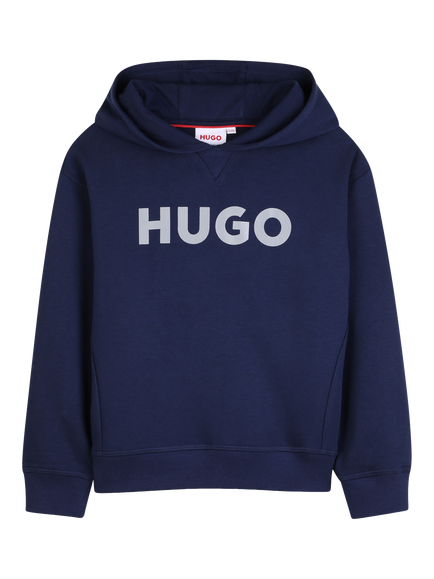 HUGO Kids' HUGO Pullover Logo Hoodie, Navy, Navy