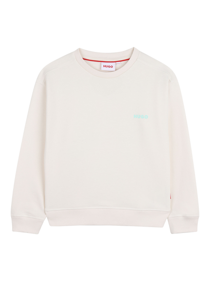 HUGO Kids' Crew Neck Athletics Back Print Sweatshirt, Off White, Off White