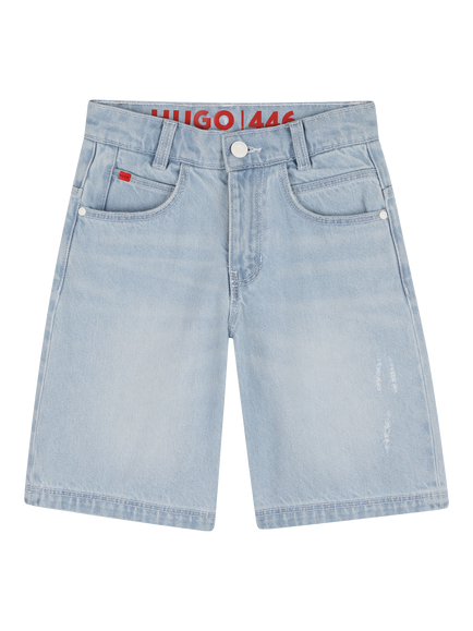 HUGO Kids' Five Pocket Bermuda Shorts, Denim Blue, Denim Blue
