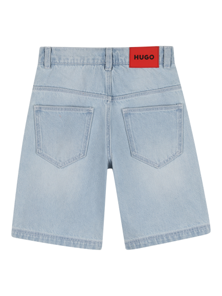 HUGO Kids' Five Pocket Bermuda Shorts, Denim Blue - view 2, Denim Blue
