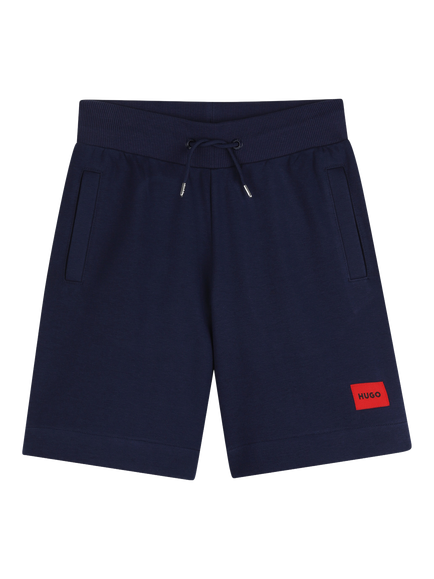 HUGO Kids' Cotton Blend Drawstring Jogger Shorts, Navy, Navy