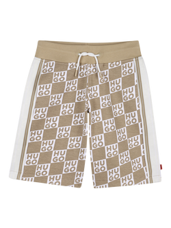 HUGO BOSS Kids' Geo Logo Drawstring Shorts, Stone, Stone