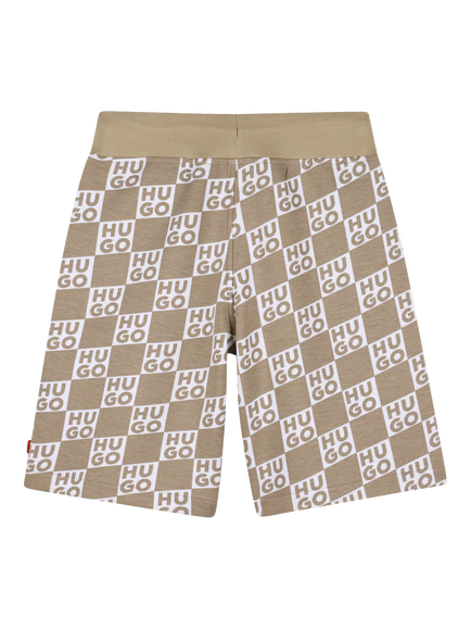 HUGO Kids' Geo Logo Drawstring Shorts, Stone - view 2, Stone