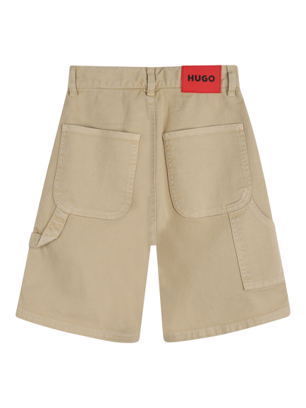HUGO Kids' Knee Length Chino Shorts, Stone - view 2, Stone