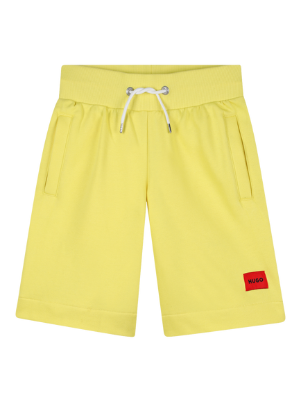HUGO Kids' Knee Length Casual Shorts, Lemon, Lemon