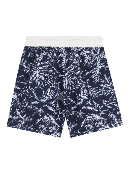 HUGO Kids' Abstract Print Swim Shorts, Blue/White - view 2, Blue/White