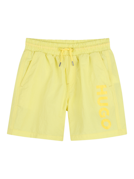 HUGO Kids' Logo Swim Shorts, Lemon, Lemon