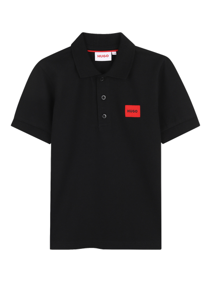HUGO Kids' Short Sleeve Polo Shirt, Black, Black