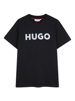 HUGO Kids' Logo T-Shirt, Black/White