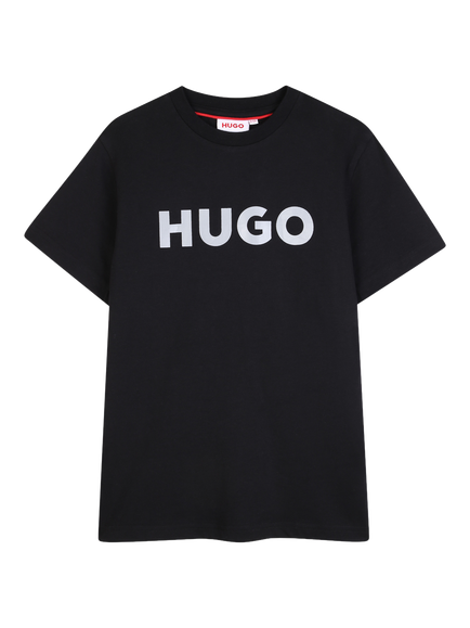 HUGO Kids' Logo T-Shirt, Black/White