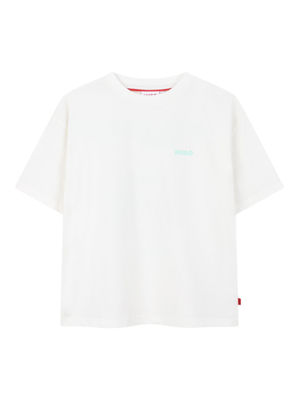 HUGO Kids' Short Sleeve Athletics Back Print T-Shirt, Off White, Off White
