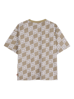 HUGO BOSS Kids' Short Sleeve Grid Logo Loose T-Shirt - view 2, Stone