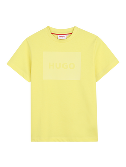 HUGO BOSS Kids' Short Sleeve Logo Print T-Shirt, Lemon, Lemon
