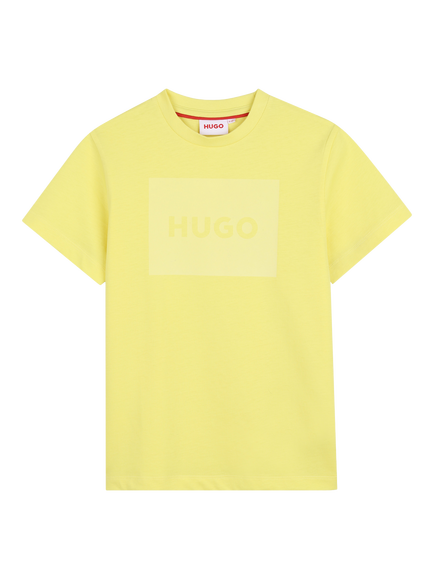 HUGO Kids' Short Sleeve Logo Print T-Shirt, Lemon, Lemon
