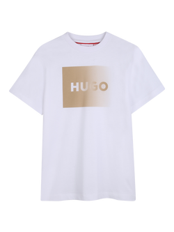 HUGO Kids' Short Sleeve Logo Graphic T-Shirt, White