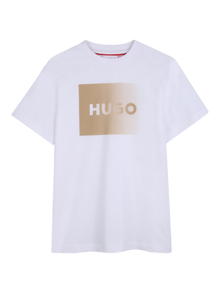 HUGO Kids' Short Sleeve Logo Graphic T-Shirt, White