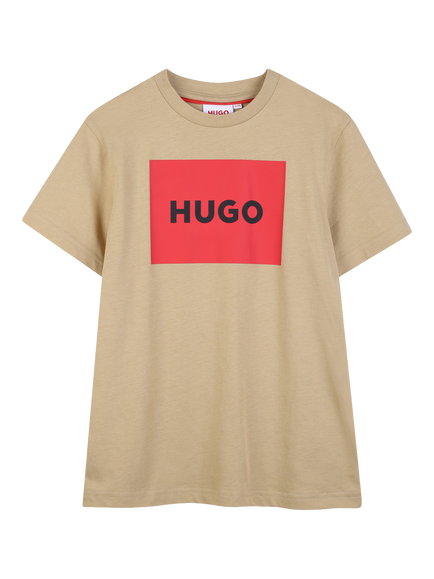 HUGO Kids' Logo T-Shirt, Stone, Stone