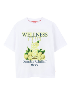 HUGO BOSS HUGO Kids' Wellness Club T-Shirt, White, White