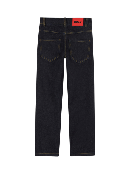 HUGO Kids' Five Pocket Denim Jeans, Dark Blue - view 2, Dark Blue