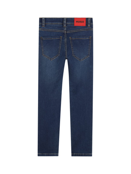 HUGO Kids' Five Pocket Denim Jeans, Dark Blue - view 2, Dark Blue