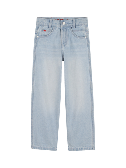 HUGO Kids' Loose Fit Five Pocket Denim Jeans, Light Blue, Light Blue