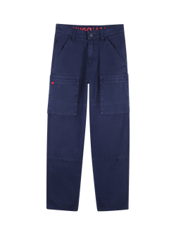 HUGO BOSS Kids' Straight Cargo Trousers, Navy, Navy