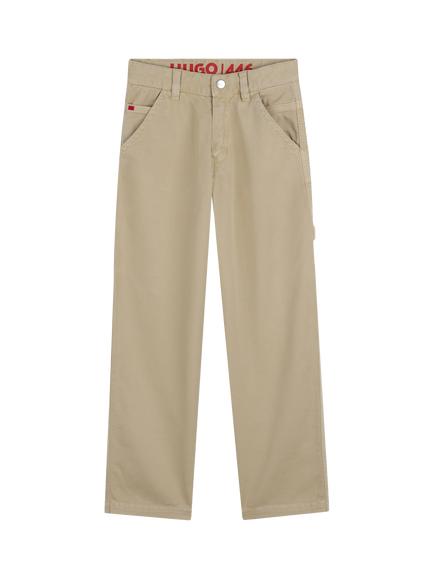 HUGO Kids' Straight Denim Trousers, Stone, Stone