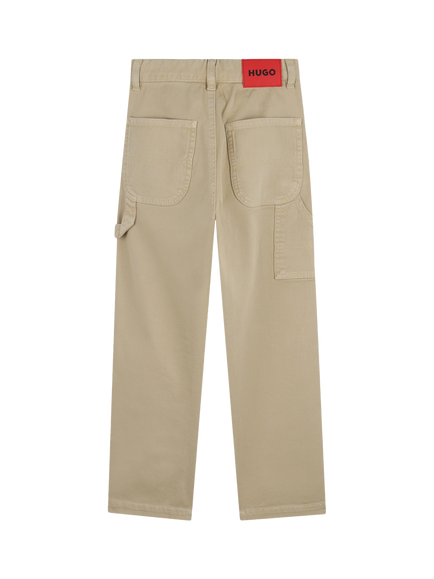 HUGO Kids' Straight Denim Trousers, Stone - view 2, Stone
