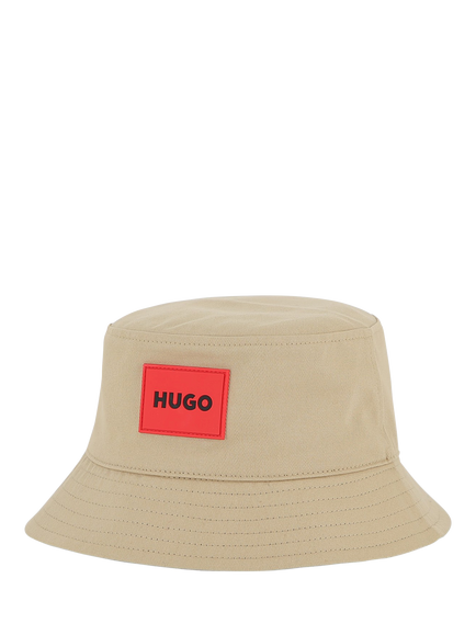 HUGO Kids' Reversible Badge Bucket Hat, Navy/Sand, Navy/Sand