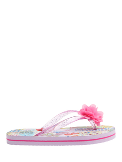 Angels by Accessorize Kids' Corsage Flip Flops, Pastel/Multi, Pastel/Multi