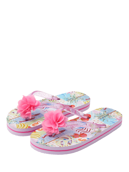 Angels by Accessorize Kids' Corsage Flip Flops, Pastel/Multi - view 2, Pastel/Multi