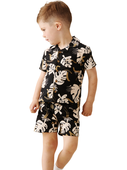 Angel & Rocket Baby Palm Leaf Shorts, Black, Black