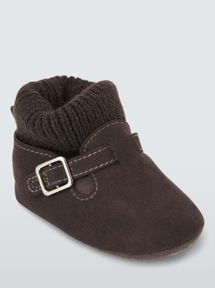 John Lewis Baby Clog Sock Top Booties, Chocolate, Chocolate