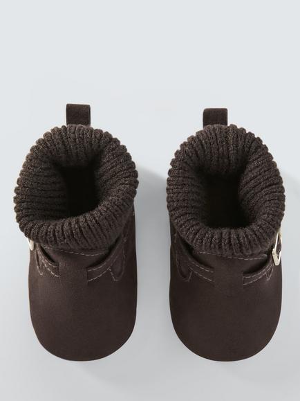 John Lewis Baby Clog Sock Top Booties, Chocolate - view 2, Chocolate