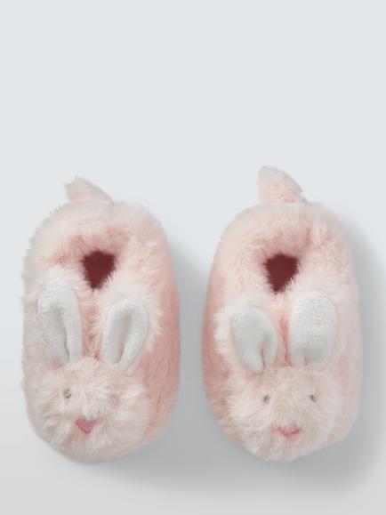 John Lewis Baby Bunny Slippers, Pink - view 2, Pink