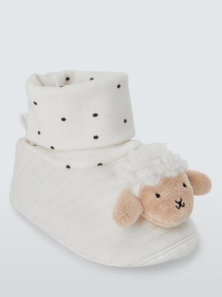 John Lewis Baby Sheep Sock Top Booties, Yellow, Yellow