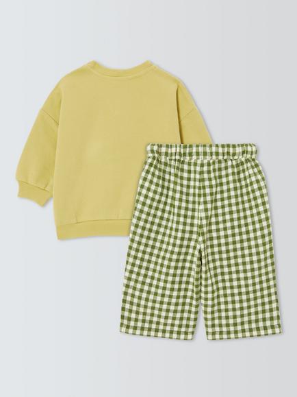 John Lewis Baby Gingham Sweater & Trousers Set, Green Gingham - view 2, Green Gingham