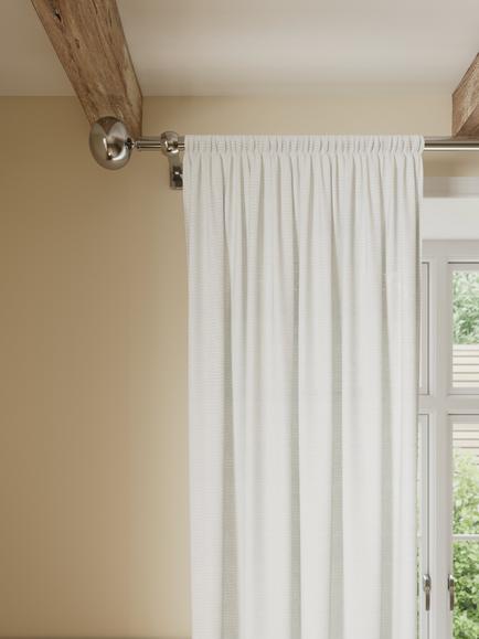 John Lewis Textured Geometric Slot Top Sheer Panel, Warm White, Warm White